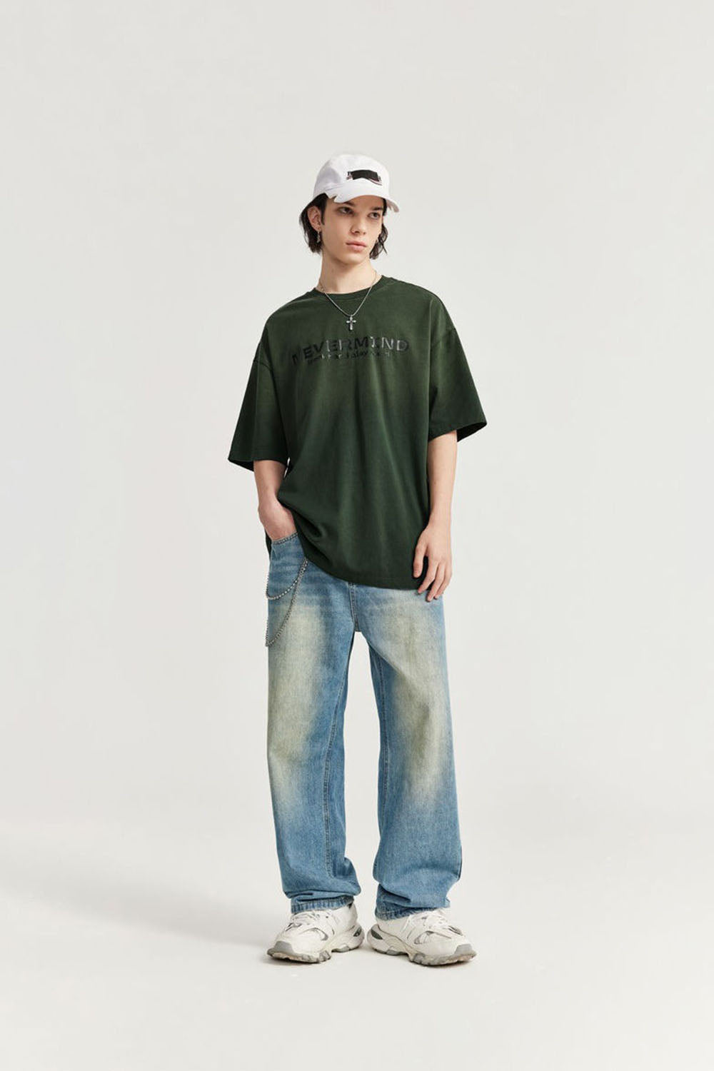 Vintage Gradient Wash Print Short Sleeve T-shirt