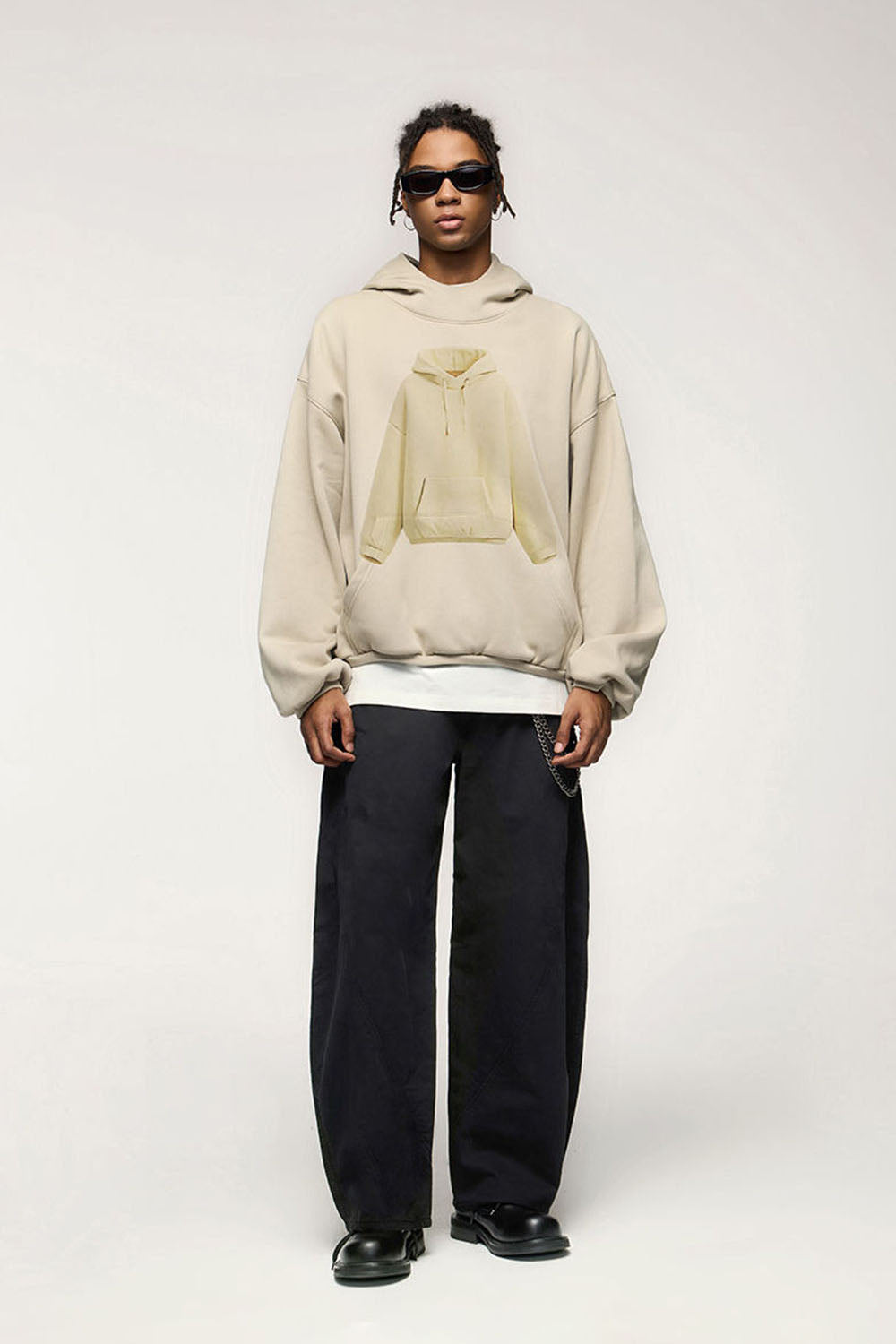 Men's Flame Pattern Fleece Printed Hoodie