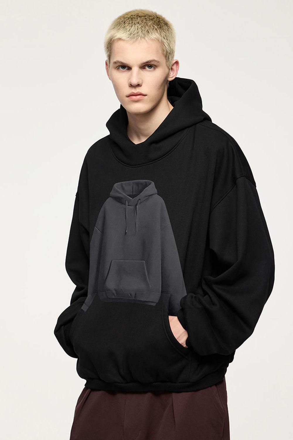 Men's Flame Pattern Fleece Printed Hoodie
