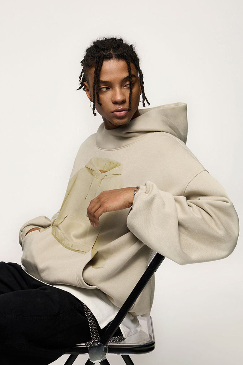 Men's Flame Pattern Fleece Printed Hoodie