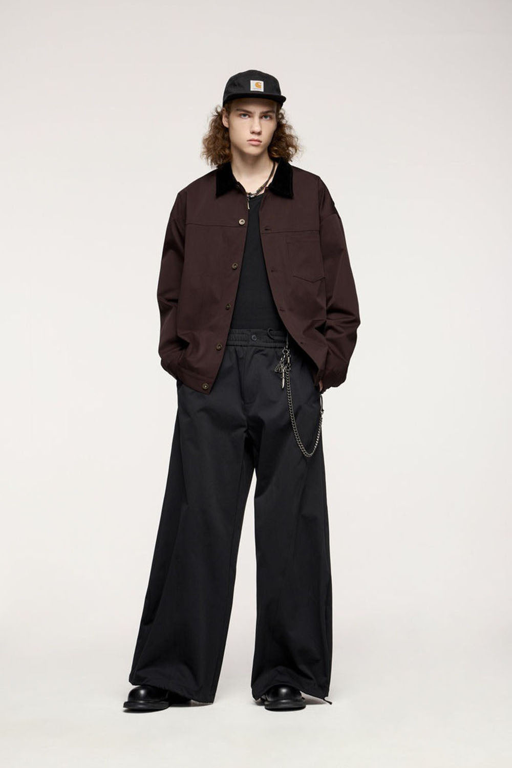 Detroit-Style Stretch Denim Work Jacket with Corduroy Collar