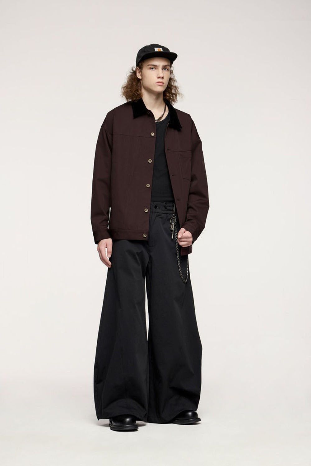 Detroit-Style Stretch Denim Work Jacket with Corduroy Collar