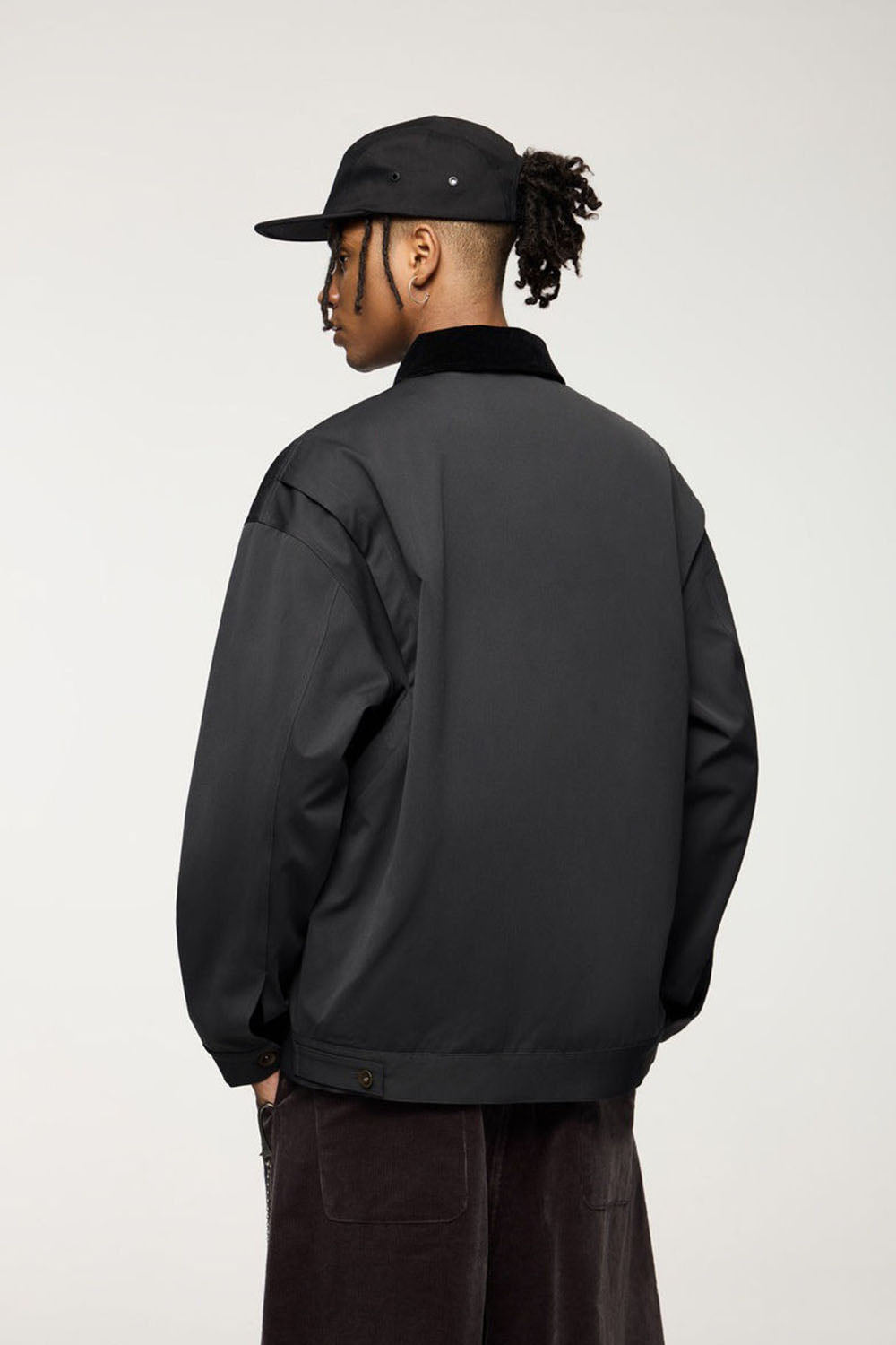 Detroit-Style Stretch Denim Work Jacket with Corduroy Collar