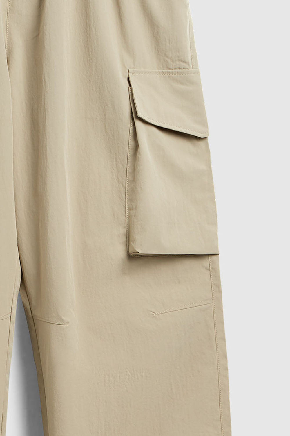 Wrinkled Utility Straight-Leg Pants with Large Pockets