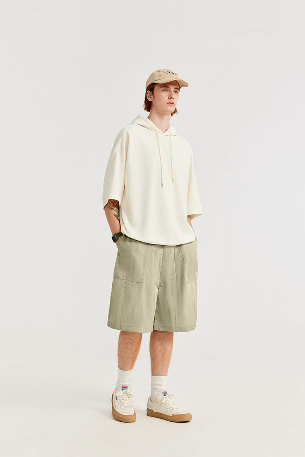 Wrinkled Outdoor Wide-Leg Shorts for Casual Wear