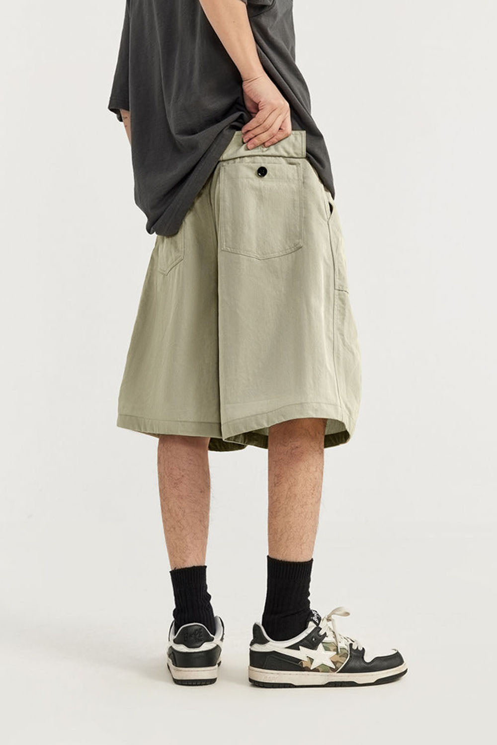 Wrinkled Outdoor Wide-Leg Shorts for Casual Wear