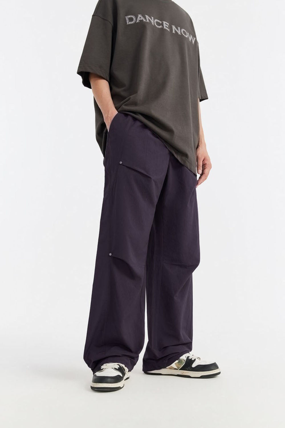 Olive Green Riveted Wide-Leg Trousers