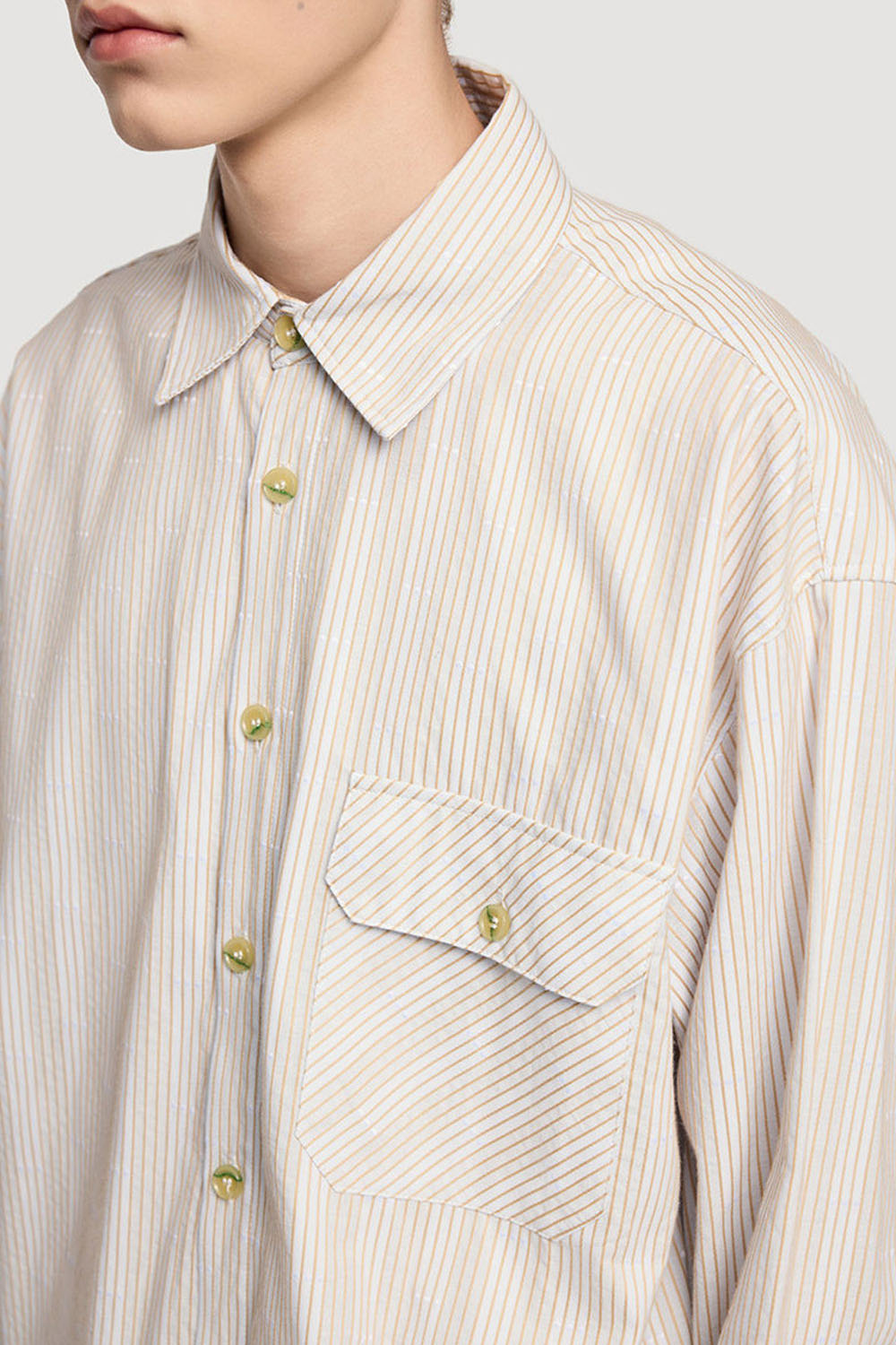 Light Blue Vertical Stripe Jacquard Shirt