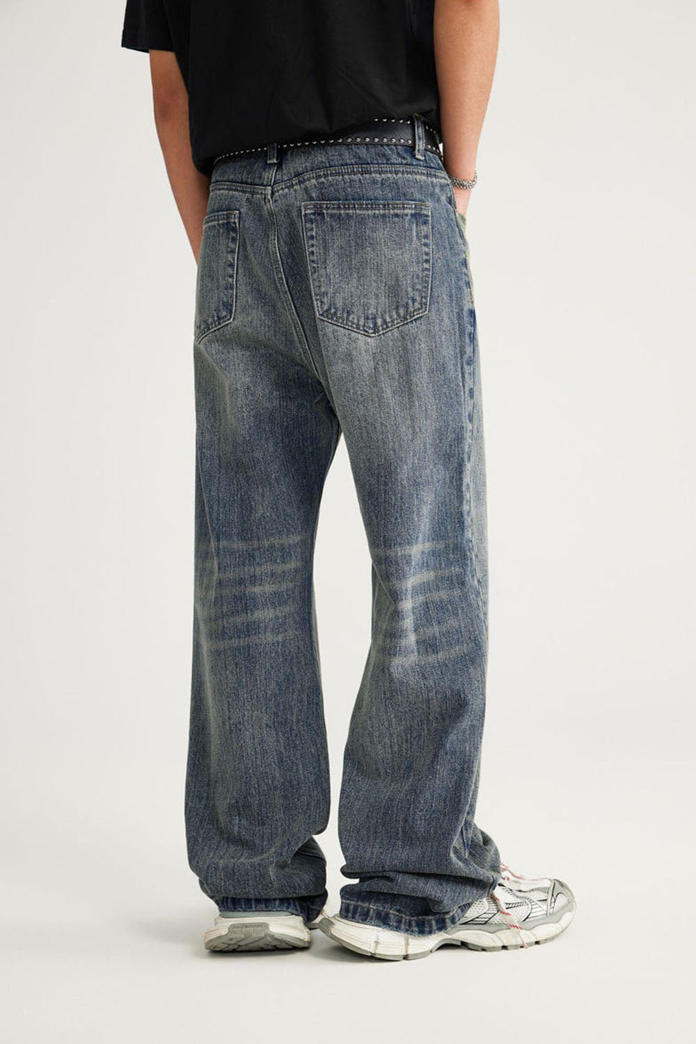 Vintage Washed Bamboo Slub Denim Micro-Flare Jeans