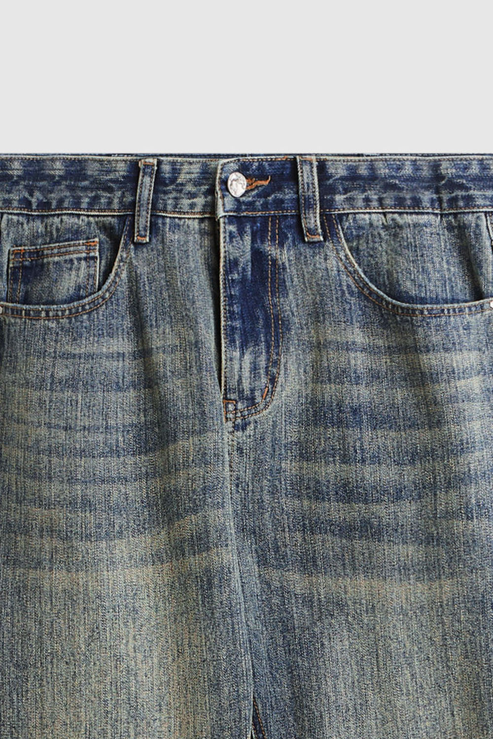 Vintage Washed Bamboo Slub Denim Micro-Flare Jeans