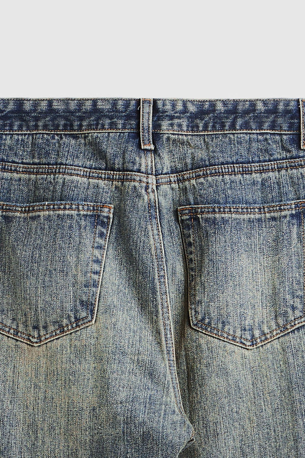 Vintage Washed Bamboo Slub Denim Micro-Flare Jeans