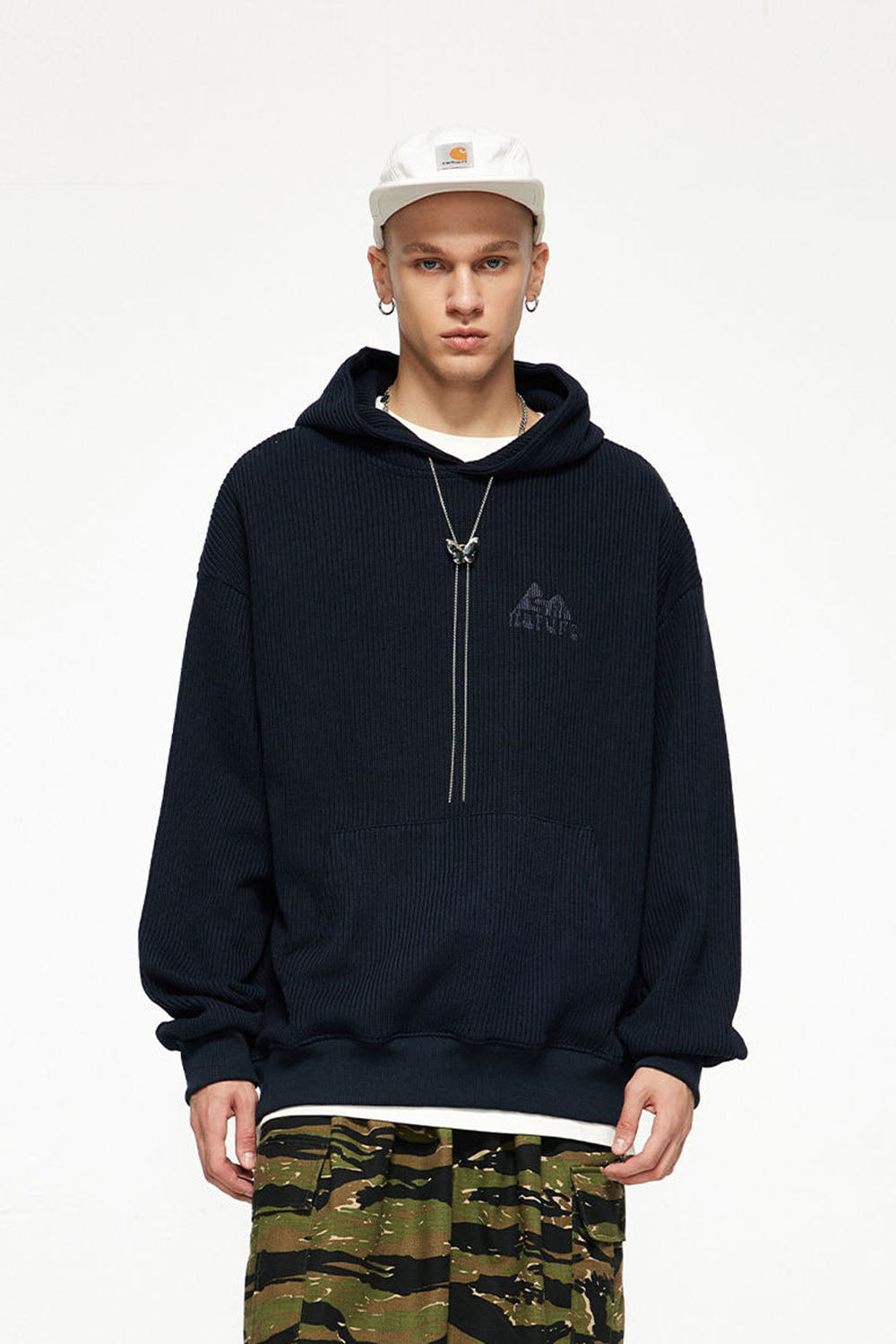 Heavyweight Textured Knit Embroidered Hoodie