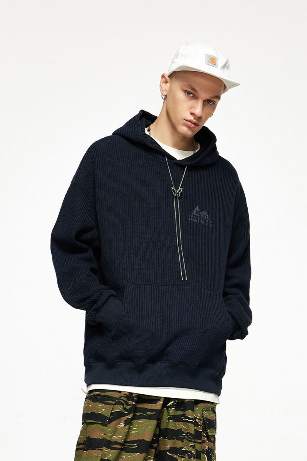 Heavyweight Textured Knit Embroidered Hoodie