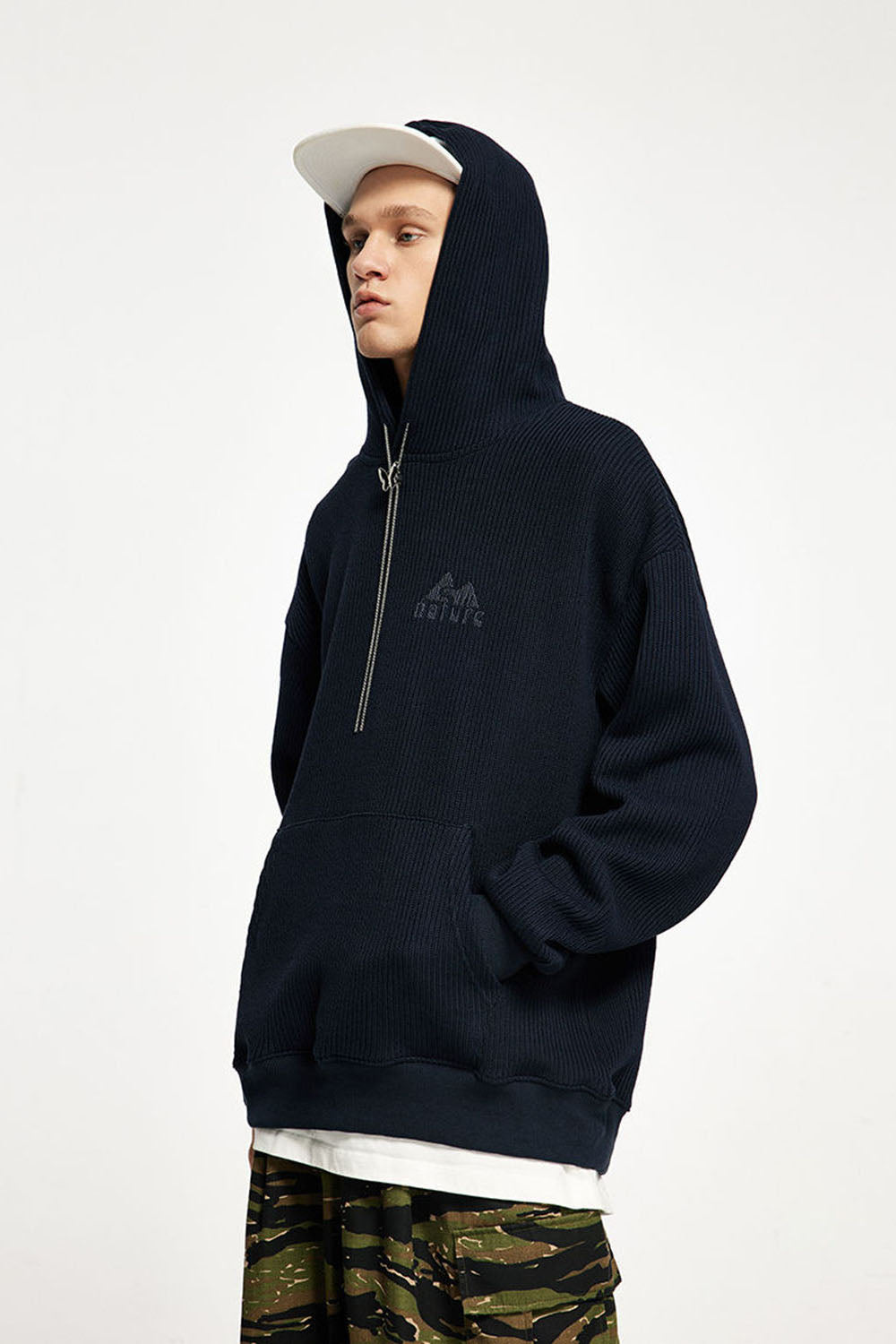 Heavyweight Textured Knit Embroidered Hoodie