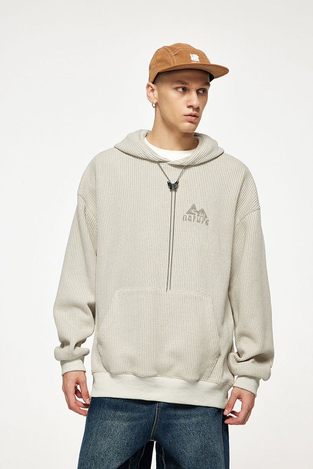 Heavyweight Textured Knit Embroidered Hoodie