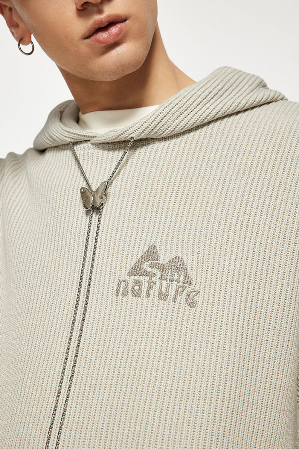 Heavyweight Textured Knit Embroidered Hoodie