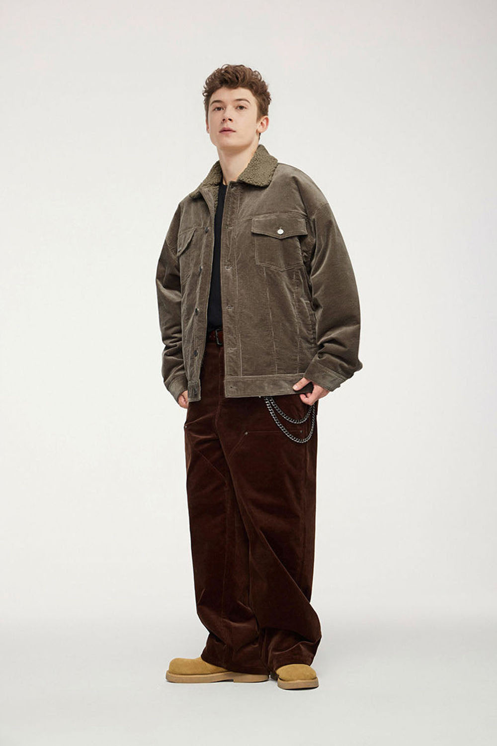 Men`s Casual Sherpa-Lined Corduroy Jacket