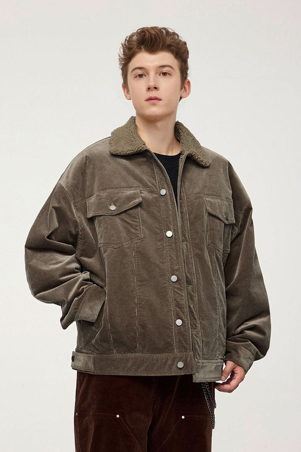 Men`s Casual Sherpa-Lined Corduroy Jacket
