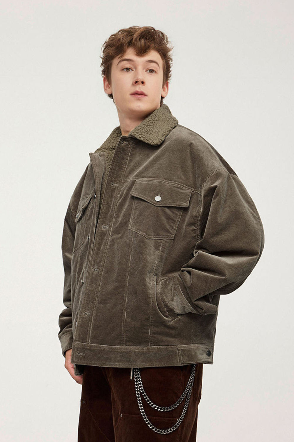 Men`s Casual Sherpa-Lined Corduroy Jacket