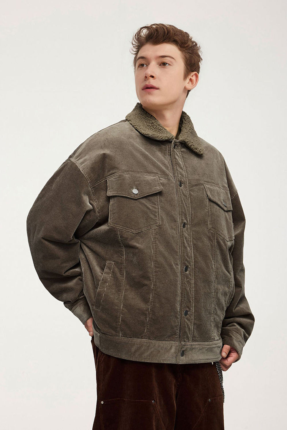 Men`s Casual Sherpa-Lined Corduroy Jacket