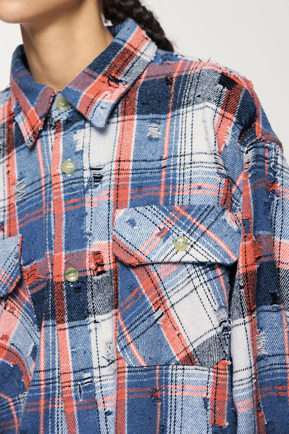 Men's Vintage Oversized Plaid Open Shirt
