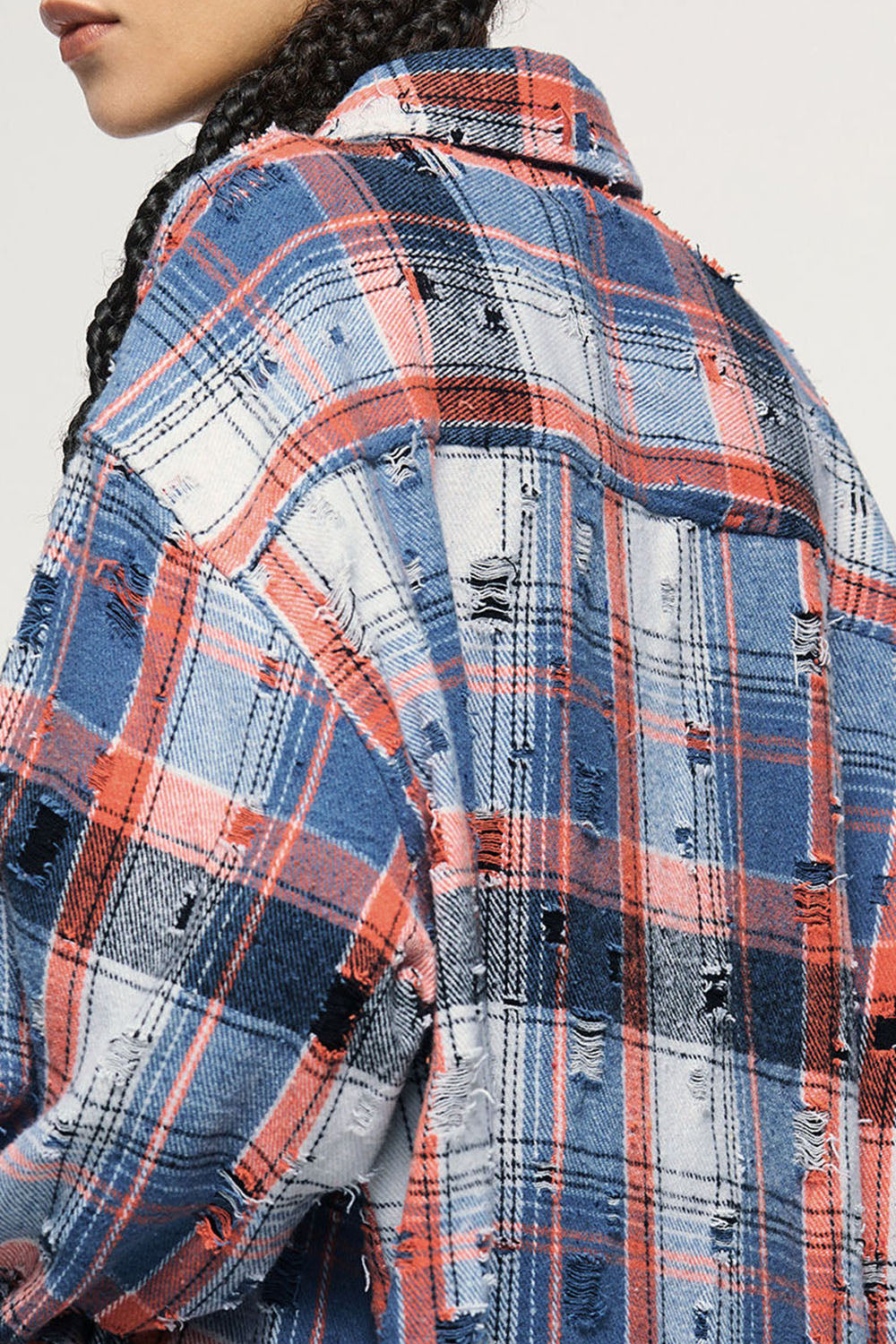 Men's Vintage Oversized Plaid Open Shirt