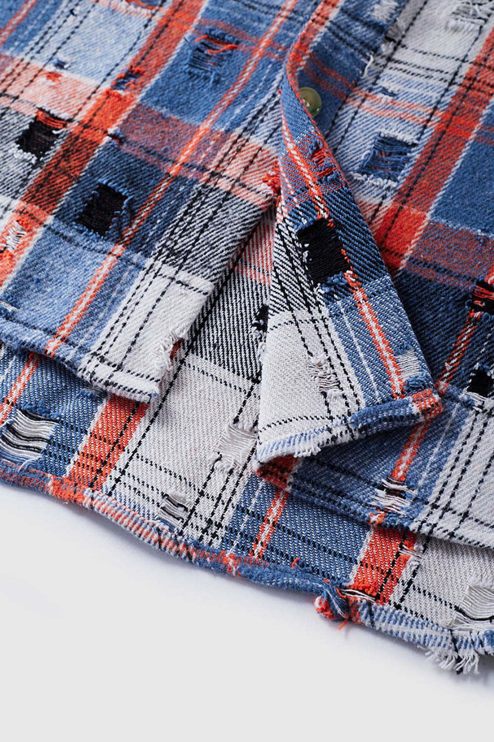 Men's Vintage Oversized Plaid Open Shirt