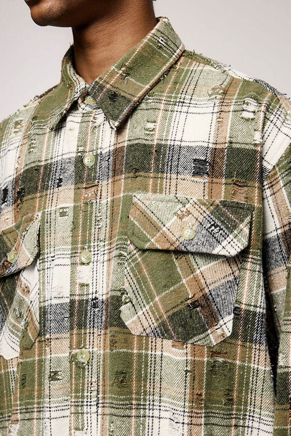 Men's Vintage Oversized Plaid Open Shirt