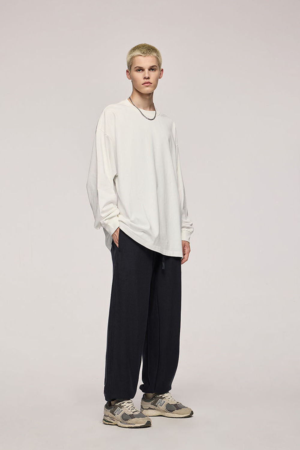 Ribbed Waist Horizontal Knit Cuffed Joggers with Fleece Lining Casual Sport Pants