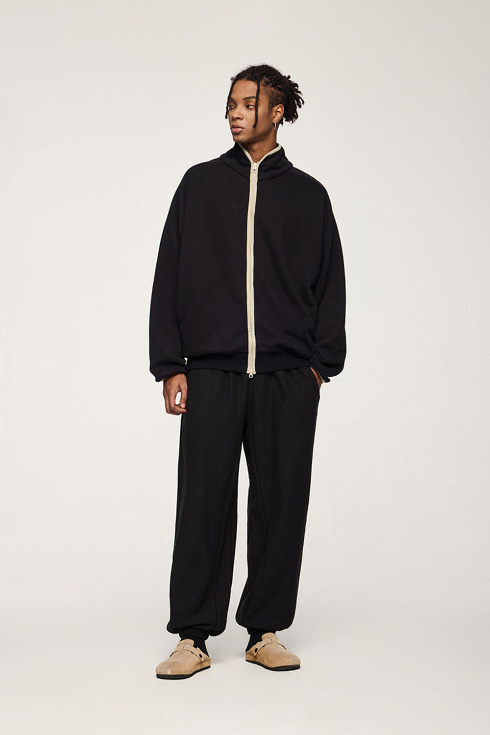 Ribbed Waist Horizontal Knit Cuffed Joggers with Fleece Lining Casual Sport Pants