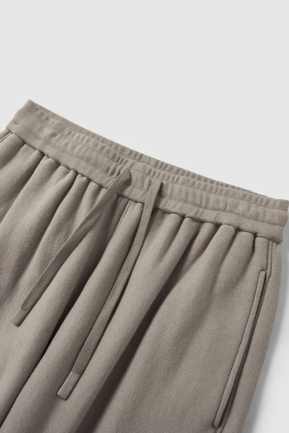 Ribbed Waist Horizontal Knit Cuffed Joggers with Fleece Lining Casual Sport Pants