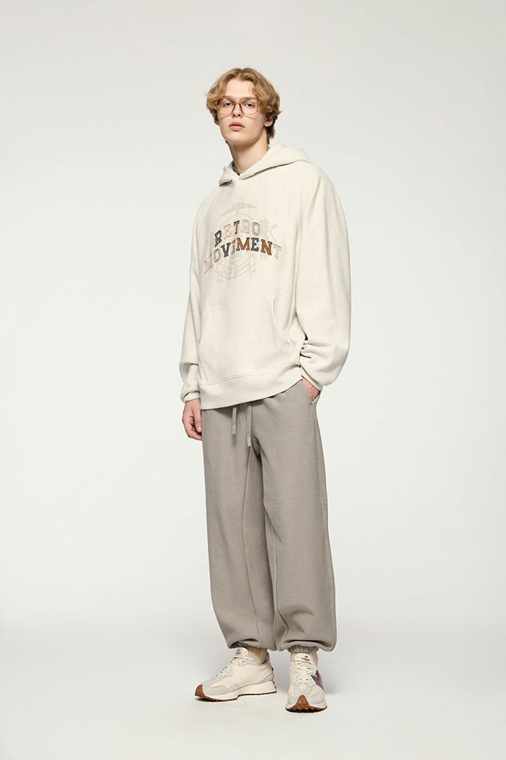Ribbed Waist Horizontal Knit Cuffed Joggers with Fleece Lining Casual Sport Pants