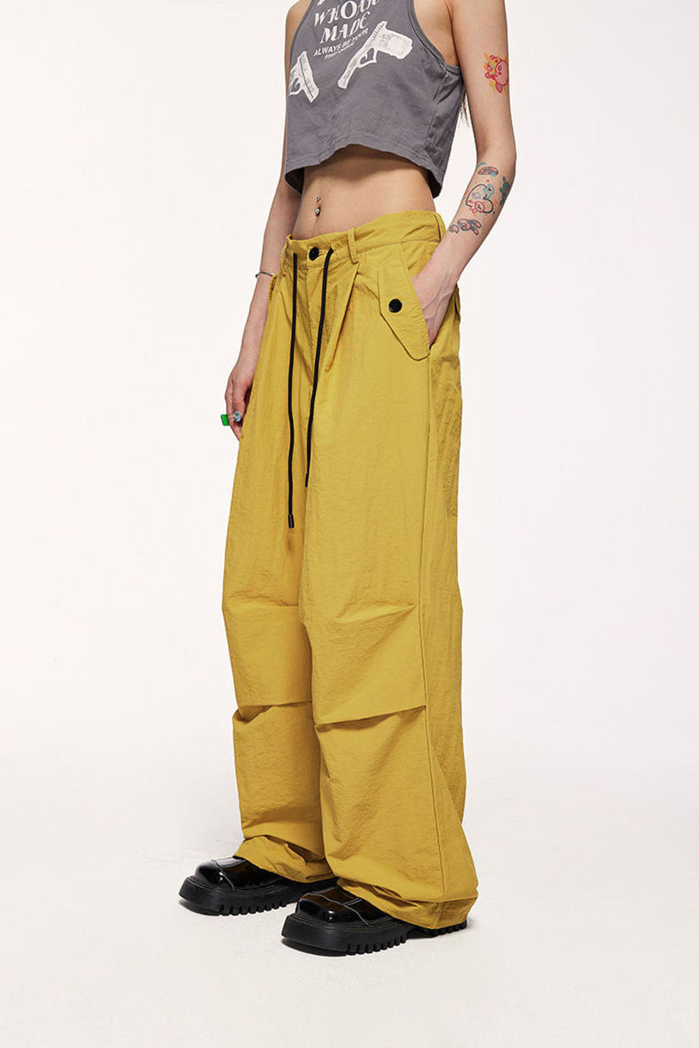 Street Loose Vintage Paratrooper Pants Unisex Wide Leg Casual Straight-Leg Trousers