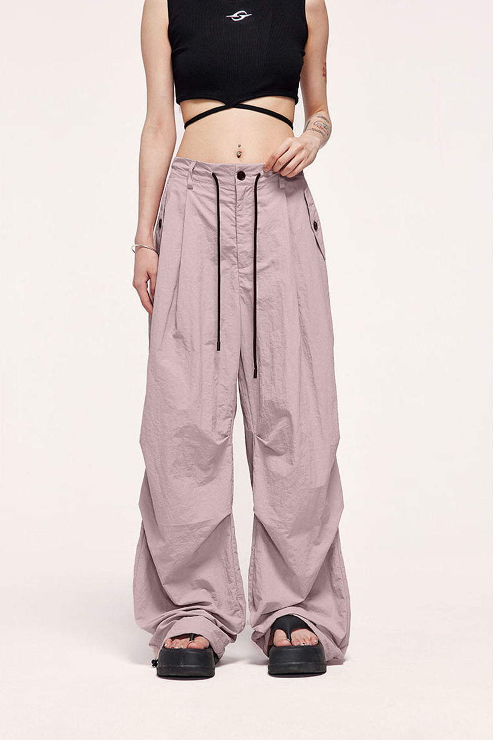 Street Loose Vintage Paratrooper Pants Unisex Wide Leg Casual Straight-Leg Trousers