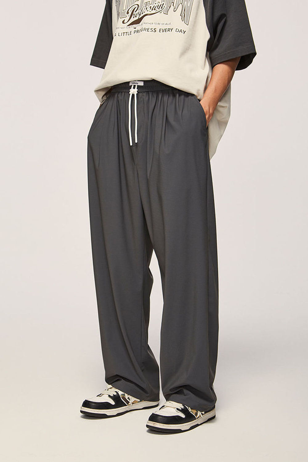Street Plaid Quick-Dry High Elasticity Cool-Feel Wide Leg Pants Unisex