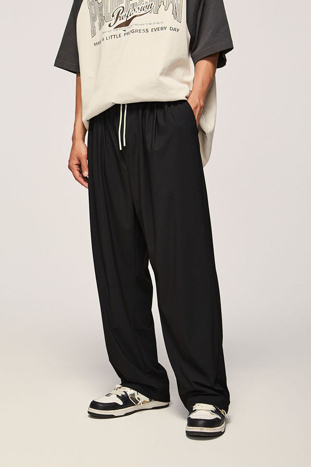 Street Plaid Quick-Dry High Elasticity Cool-Feel Wide Leg Pants Unisex