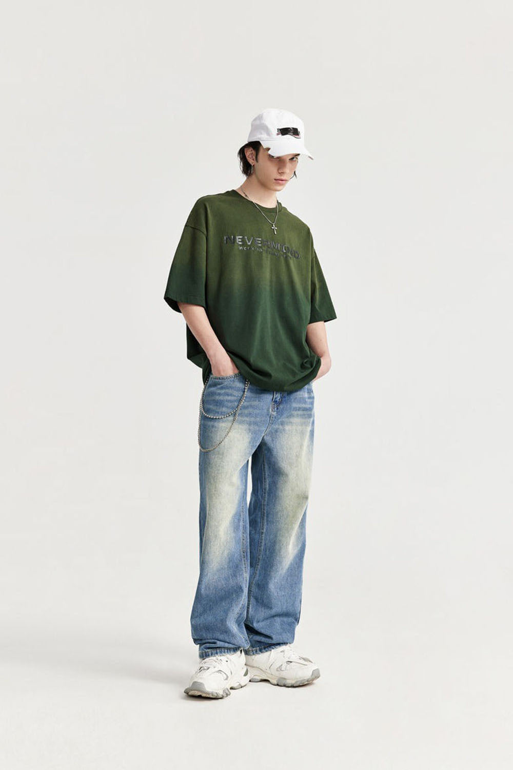 Street Classic Washed Denim Jeans Simple Straight Leg Long Pants