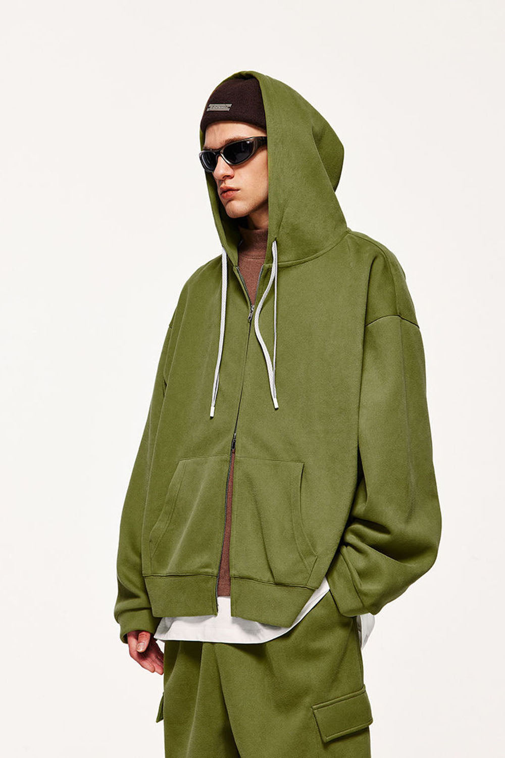Candy-Colored Hooded Jacket with Dual Zippers Unisex Sweatshirt