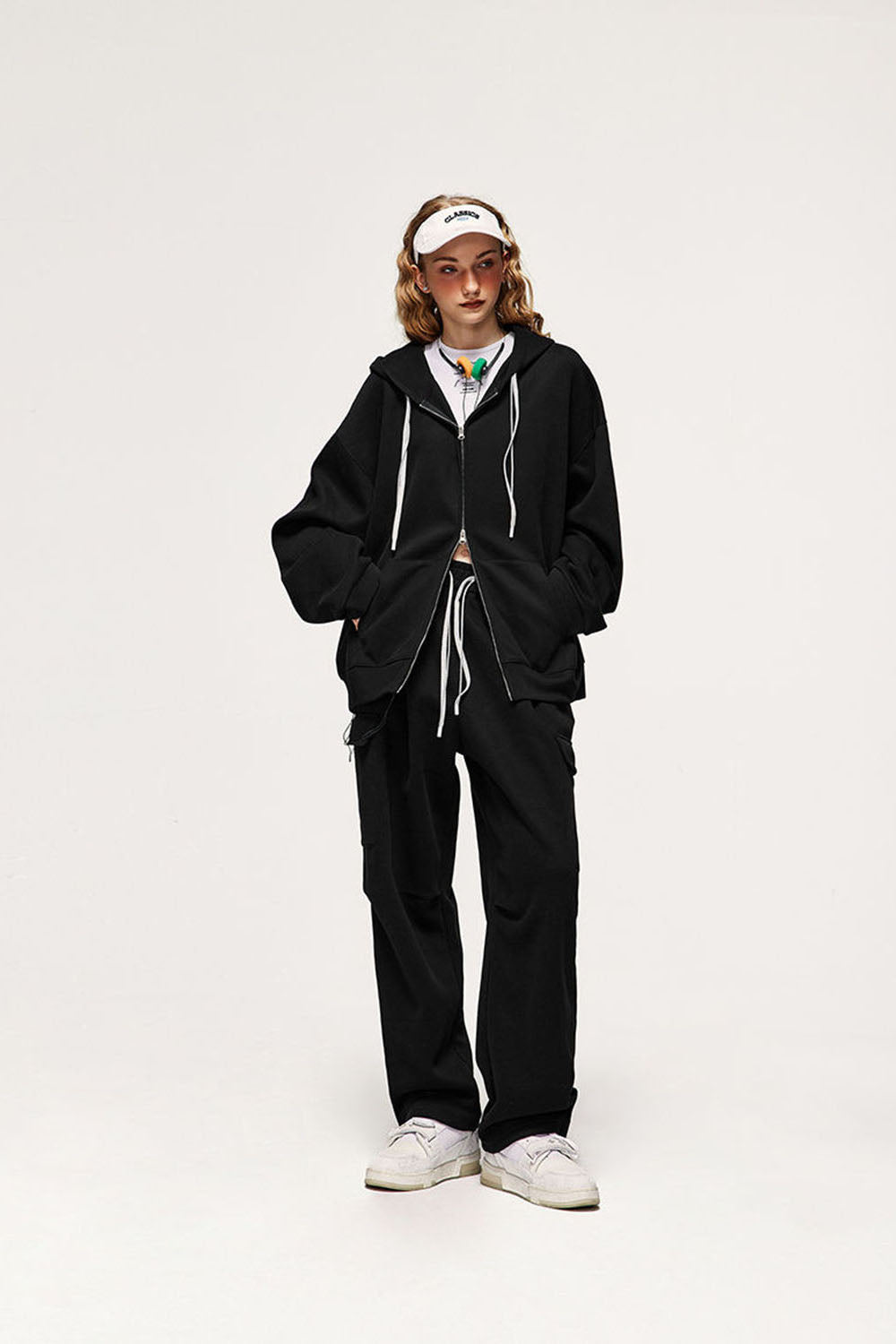 Candy-Colored Hooded Jacket with Dual Zippers Unisex Sweatshirt