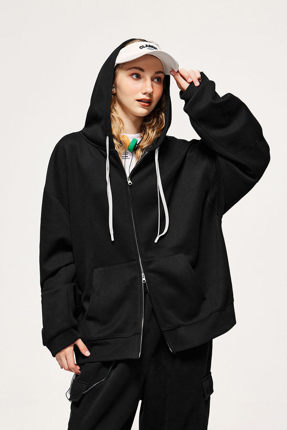 Candy-Colored Hooded Jacket with Dual Zippers Unisex Sweatshirt