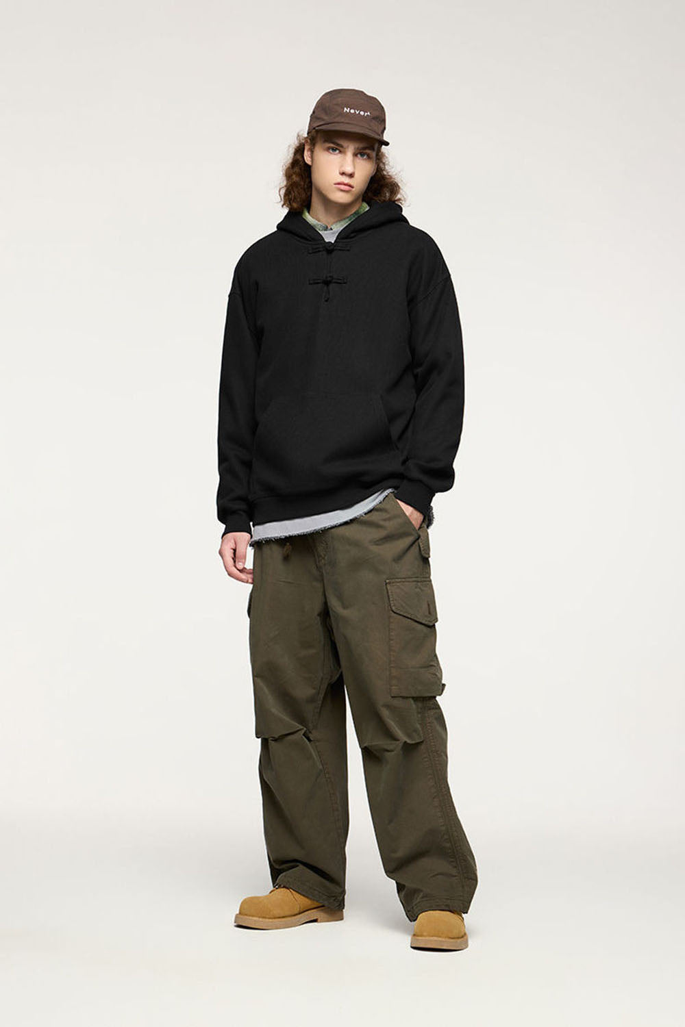 Fleece-Lined Hoodie with Traditional Frog Button Closure
