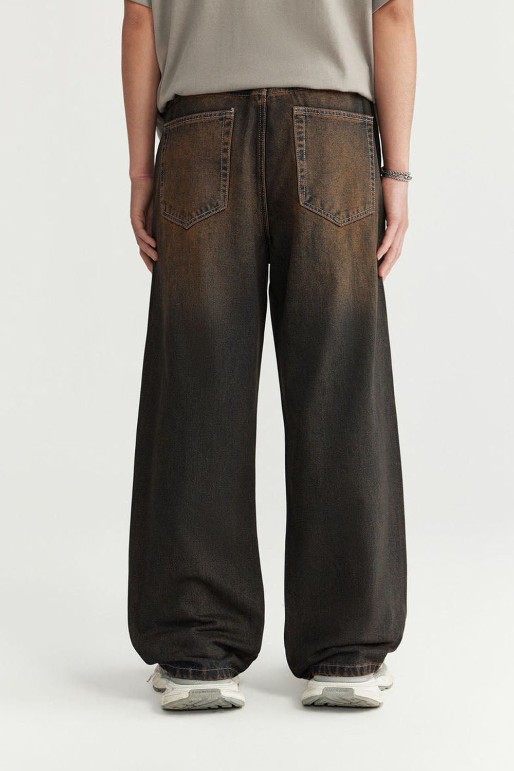 Yellow Mud Wash Wide-Leg Denim Jeans for Men