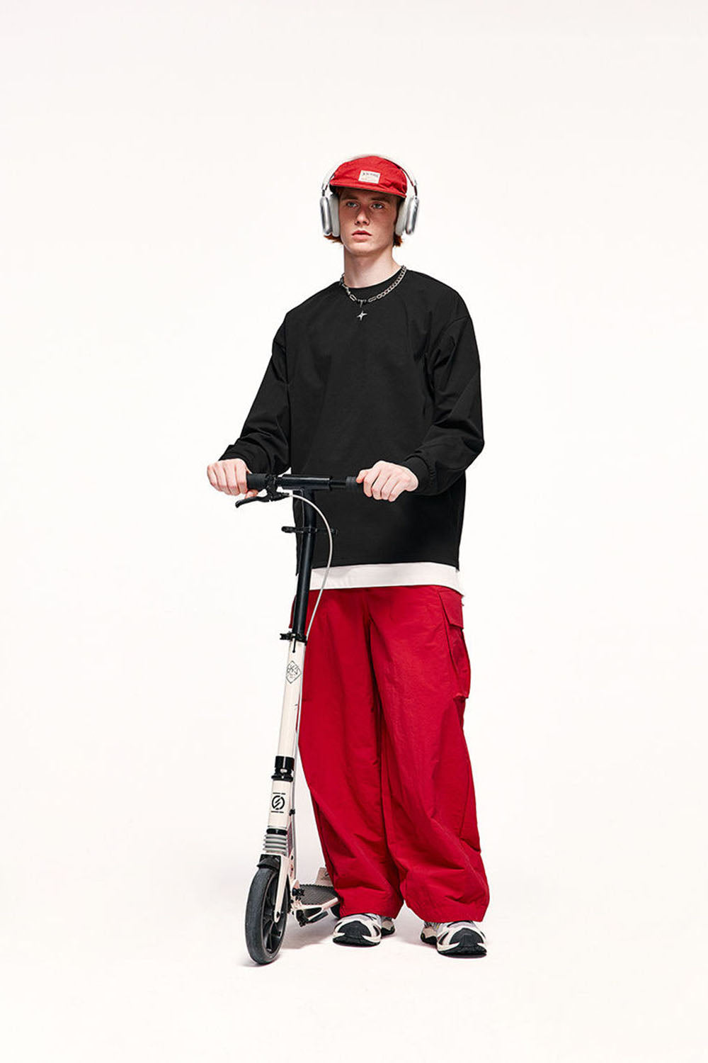 Quick-Dry Reflective Print Long Sleeve Loose Solid Color T-Shirt