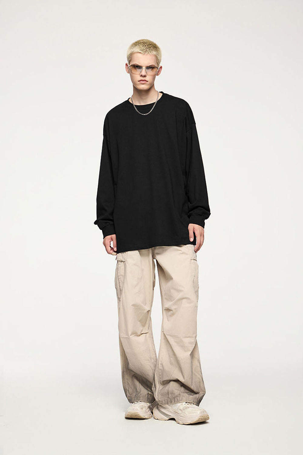 305G Heavyweight Long Sleeve T-Shirt in Solid Color Pure Cotton for Couples