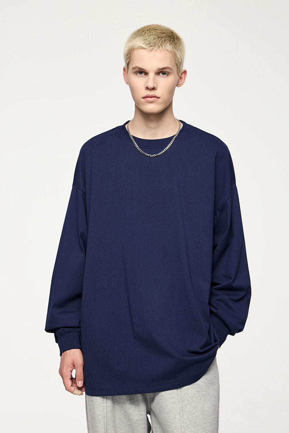 305G Heavyweight Long Sleeve T-Shirt in Solid Color Pure Cotton for Couples