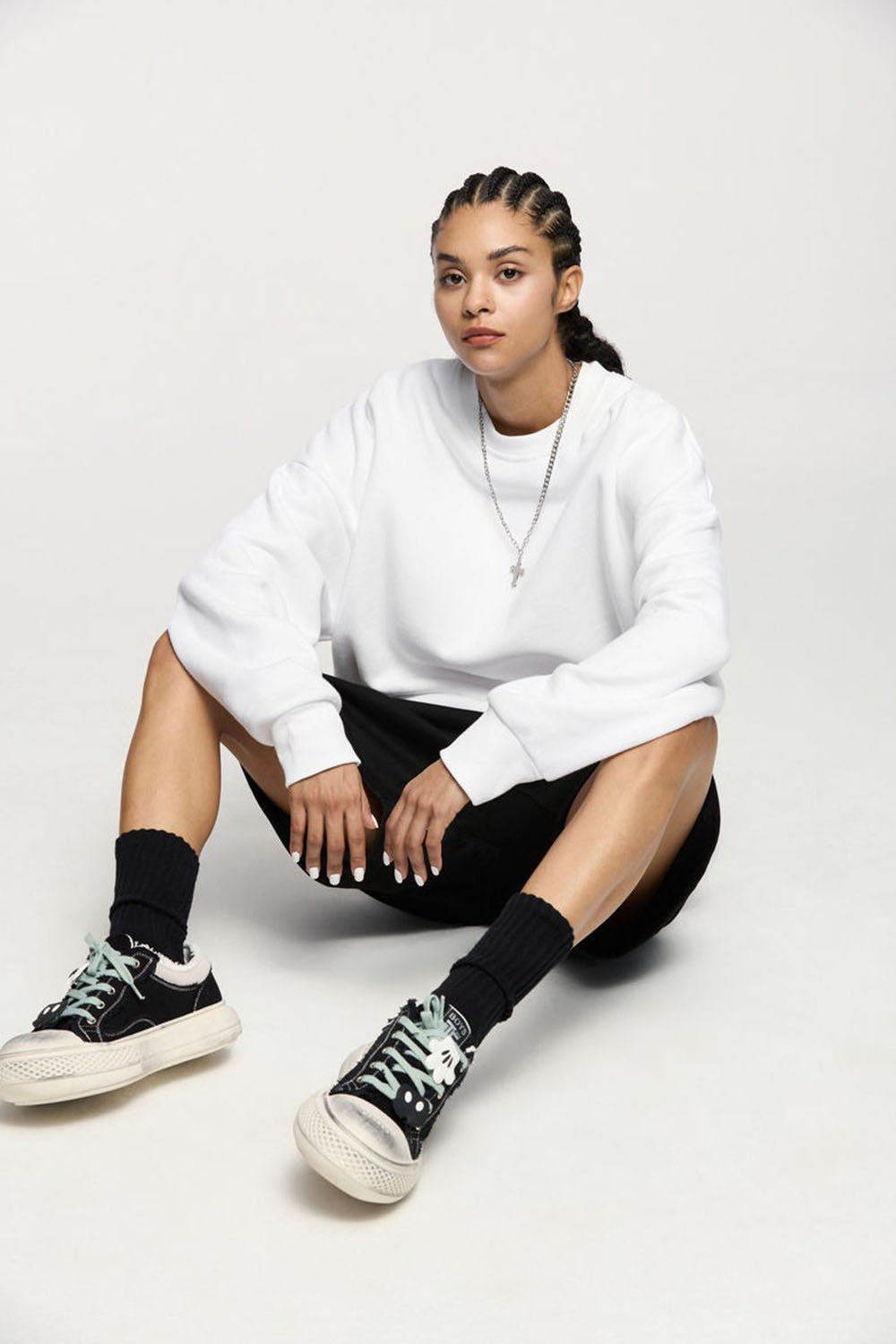 350G Plush Fleece Loose Rainbow Crewneck Sweatshirt