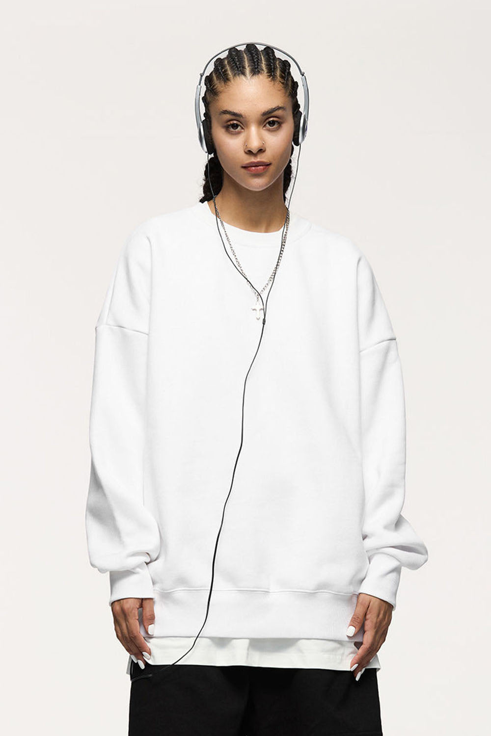 350G Plush Fleece Loose Rainbow Crewneck Sweatshirt