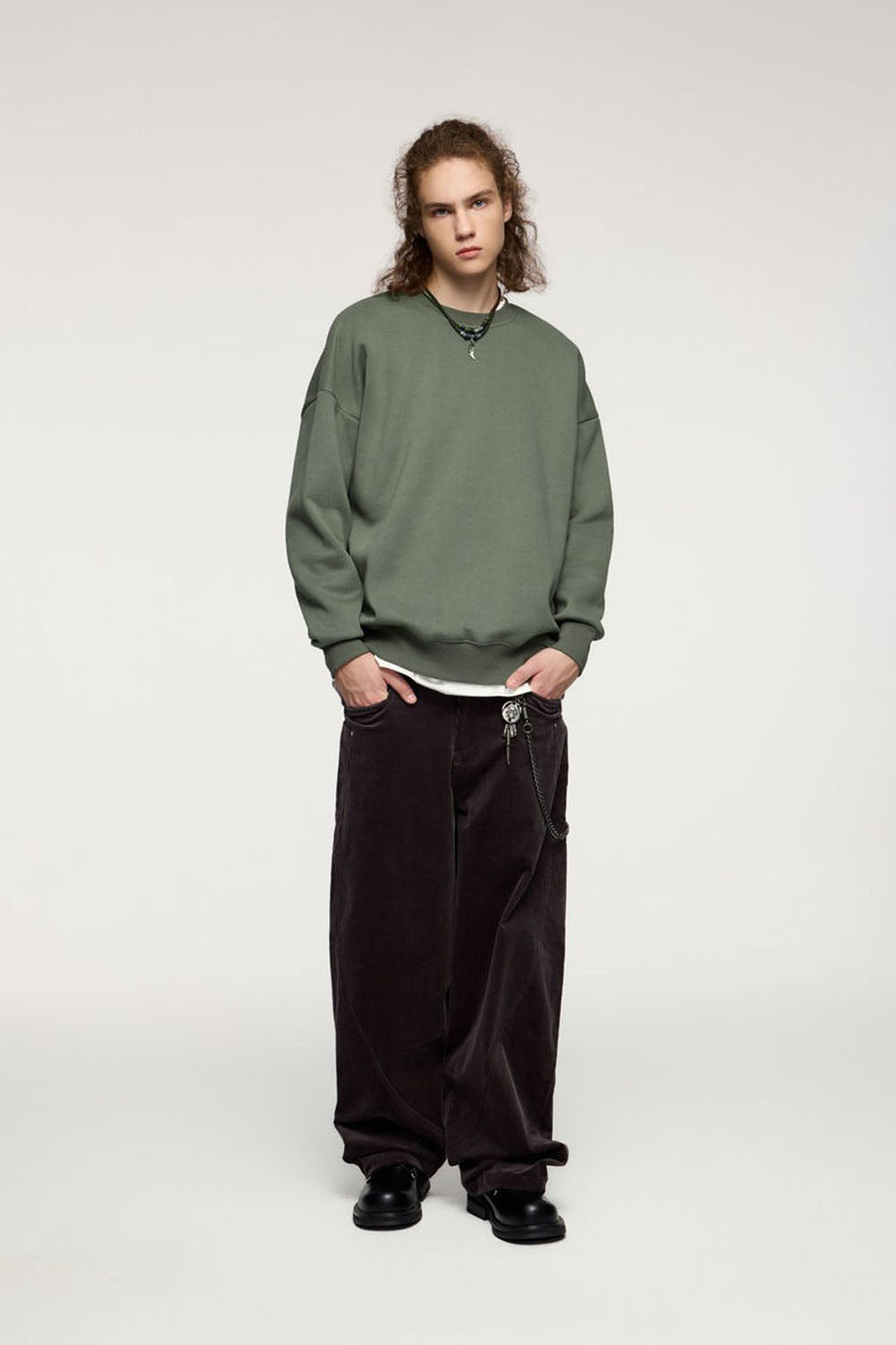 350G Plush Fleece Loose Rainbow Crewneck Sweatshirt