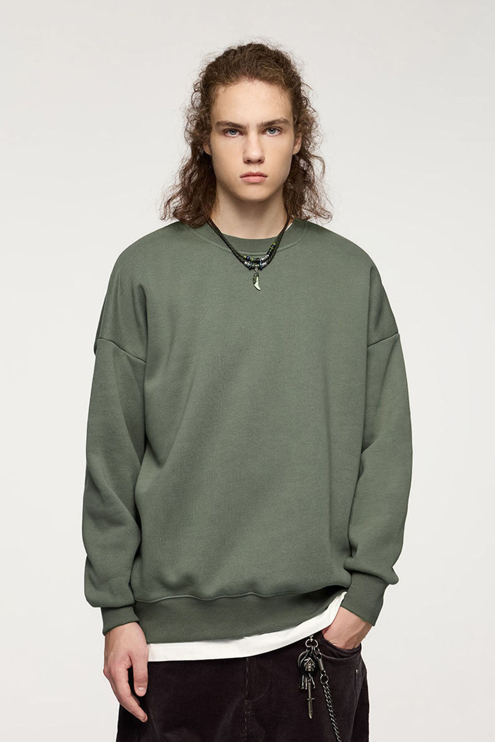 350G Plush Fleece Loose Rainbow Crewneck Sweatshirt