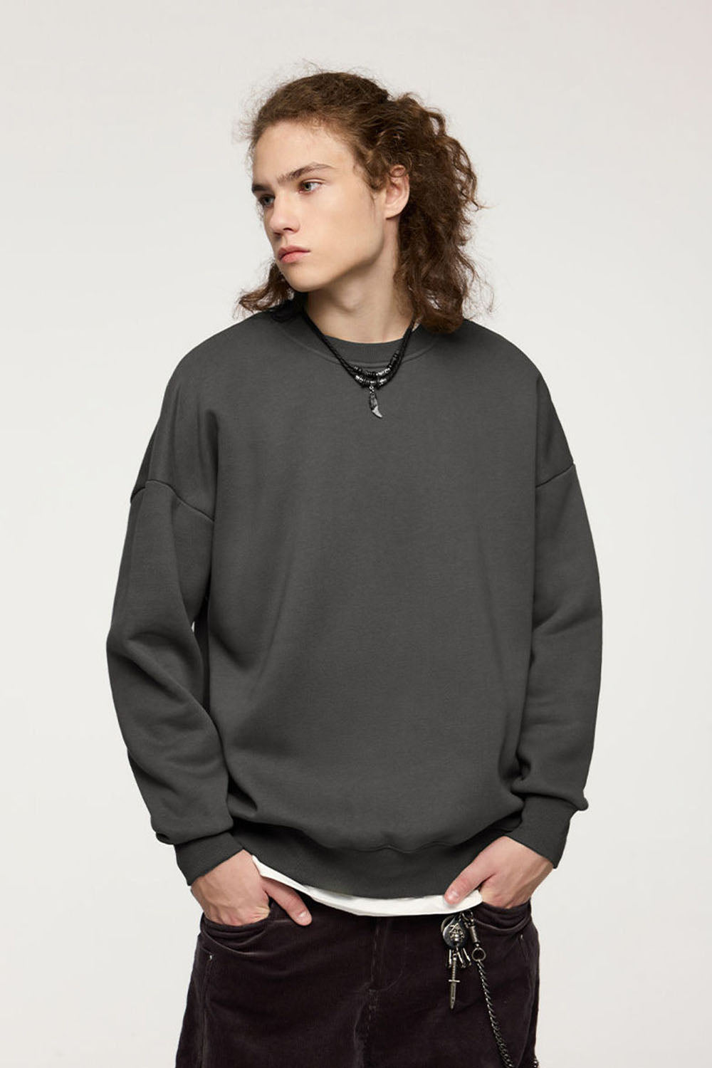 350G Plush Fleece Loose Rainbow Crewneck Sweatshirt